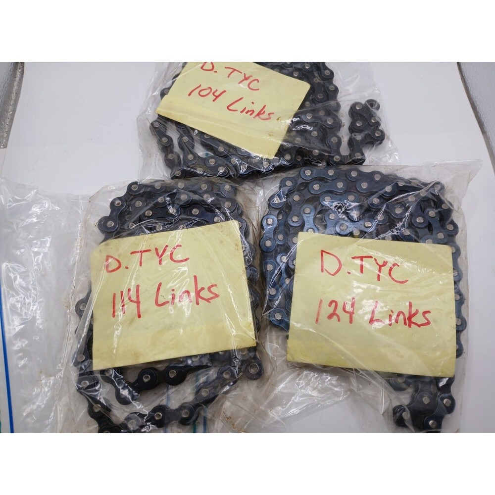 Lot Of 3 Vintage TYC Bike Chains D.TYC 114, 124, 104 Links BMX?